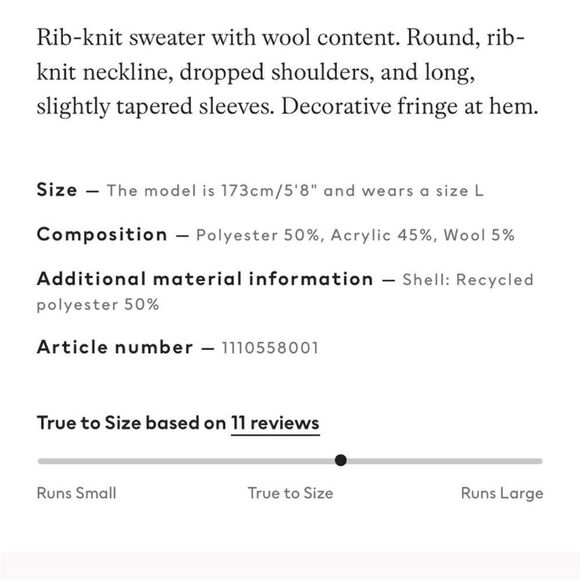 H&M- Women’s Cream Fringe-Trimmed Chunky Knit Fisherman Wool Blend Sweater, M - Picture 11 of 11